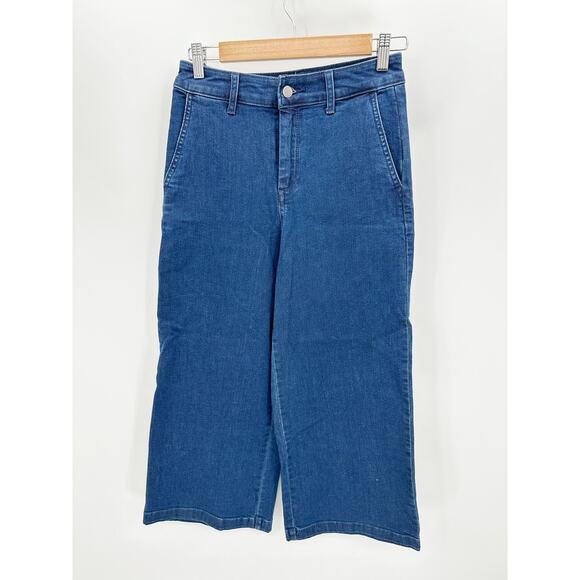 A New Day Dark Wash Blue Cotton Blend Denim Stretch Wide Leg Pants Womens Size 2 - Picture 1 of 8
